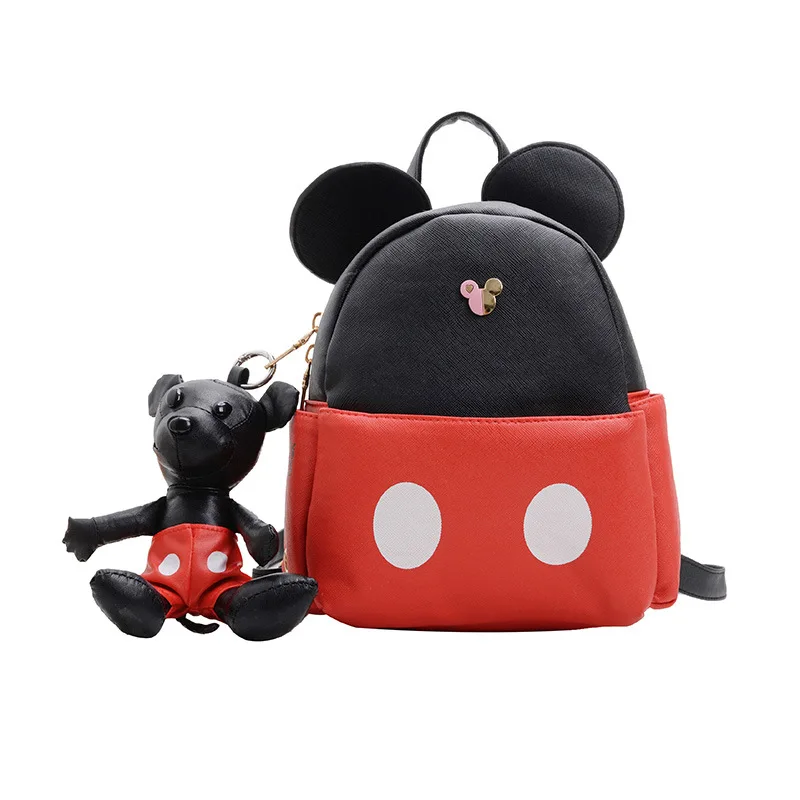 Disney Микки Маус рюкзачок для детей младшего возраста+ кукольный кулон Женский Детский рюкзак для путешествий для мальчиков женская сумка рюкзак для родителей и ребенка