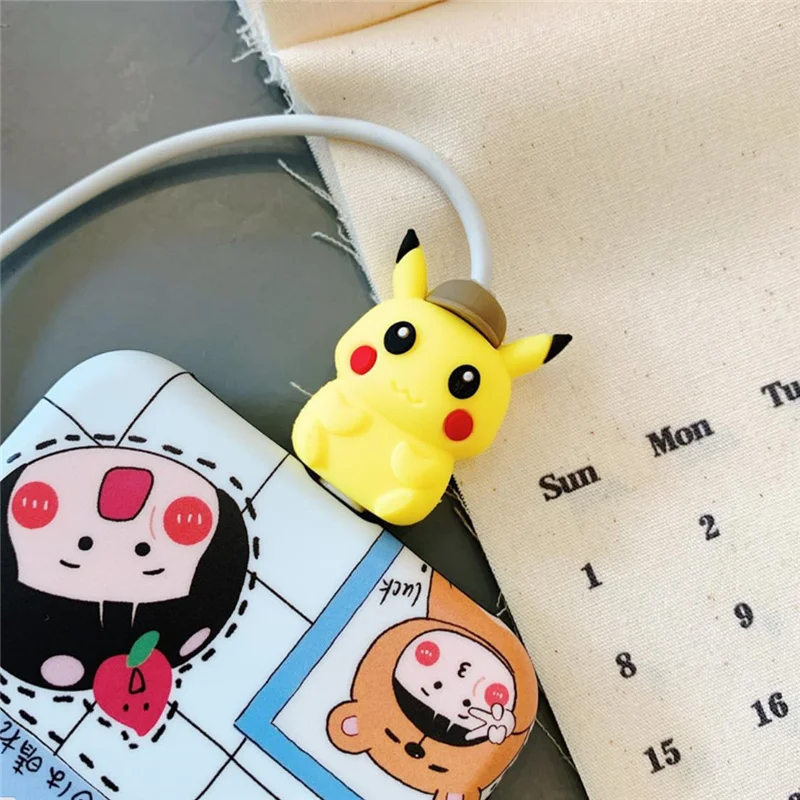 Karikatur Pokemon Veri Kablosu Koruyucu Kilif Telefon Icin Pikachu Jenny Kaplumbaga Oyuncak Usb Sarj Aleti Silikon Koruyucu Aksesuarlari Action Figures Aliexpress