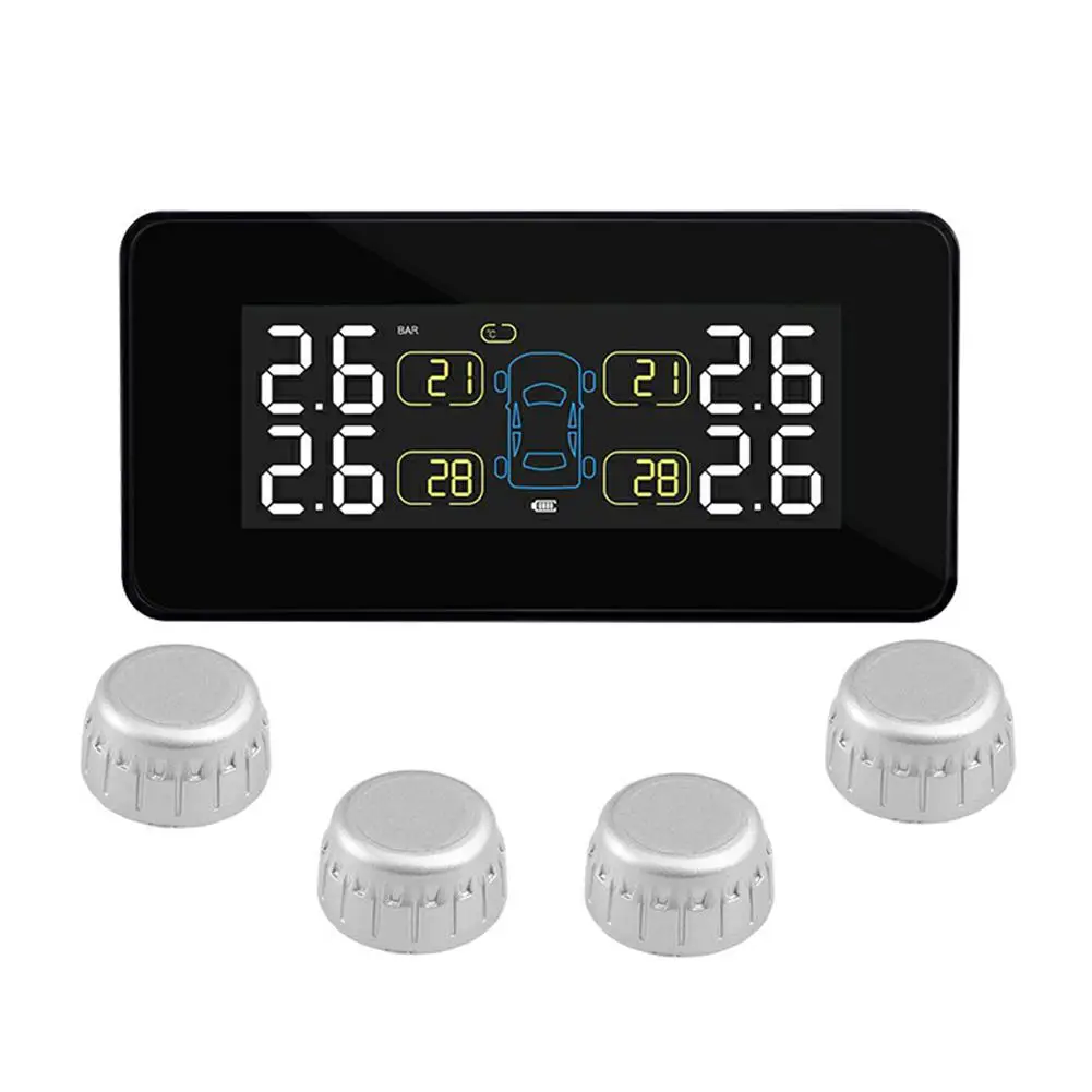 T812 беспроводная система контроля давления в шинах, датчик солнечной безопасности автомобиля, умный контроль шин, 4 колеса, USB датчик s