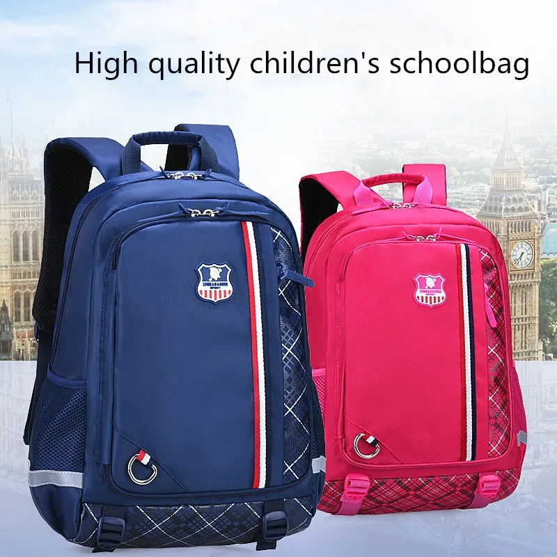 

2020 New Elementary School Boys Girls Children's Schoolbag British Fashion Student Bookbag Waterproof Burden-reducing Reflective