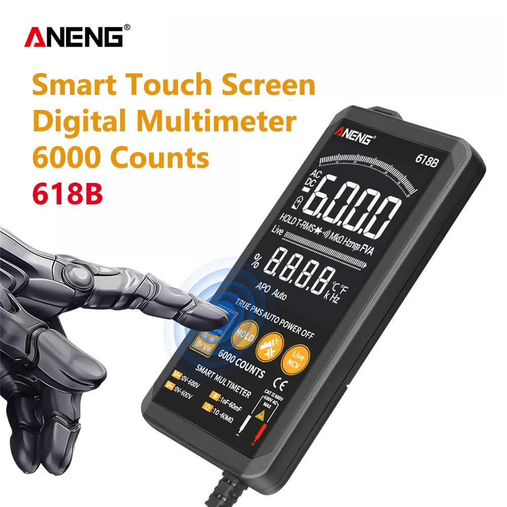ANENG 618B Цифровой мультиметр сенсорный DC/AC Профессиональный Аналоговый тестер True RMS