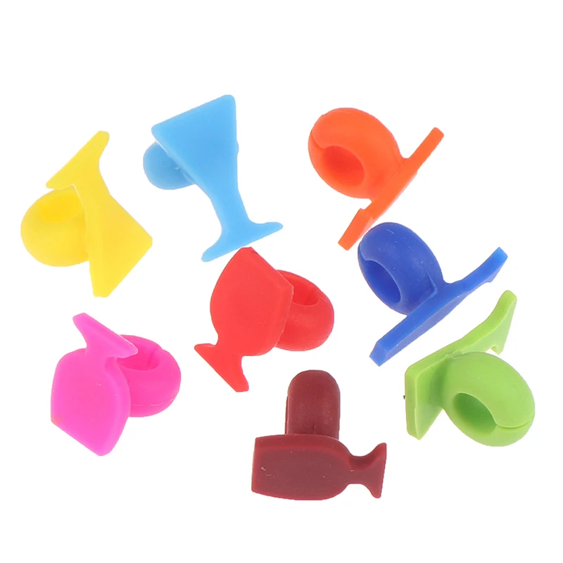 8pcs Silicone Wine Glass Shape Wine Glass Marker Drinking Cup Identifier