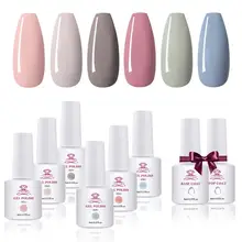 Makartt Комплект гель-лаков для ногтей-милая серия 6 цветов 8 мл осень зима розовый зеленый синий Гель-лак основа верхнее покрытие в комплекте УФ светодиодный