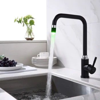 

LED Kitchen Faucet with Temperature Control Light Luminous Faucet Advanced Bubbler Multilayer Intelligent Anti-scale Filter