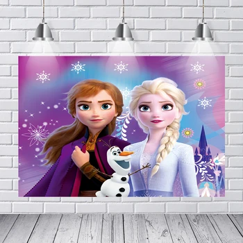 

Photography Backdrops New Frozen 2 Anna Princess Queen Elsa Olaf Snowflake Palace Custom Photo Studio Background Backdrop Vinyl