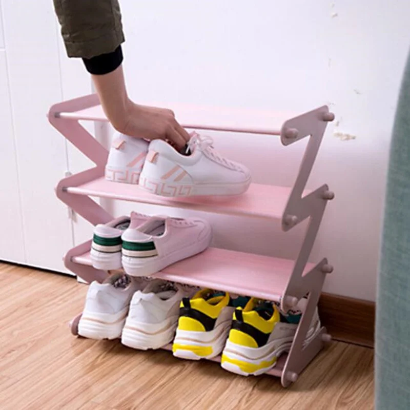 Stainless Steel "Z" Shape Shoes Rack Multi-layer Assembly Non-woven Storage Holders Bookshelf Home Shoe Cabinet Organization