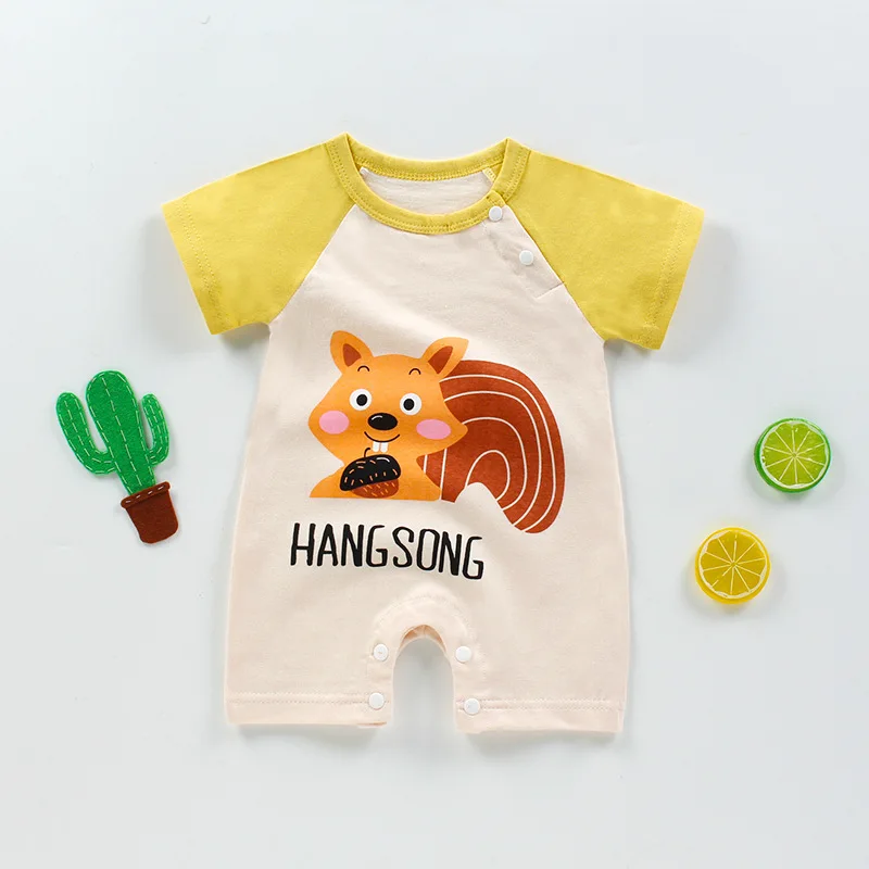 Infant jumpsuit summer romper animal print girl boy cotton suit newborn climbing cartoon rompers cheap stuff baby products