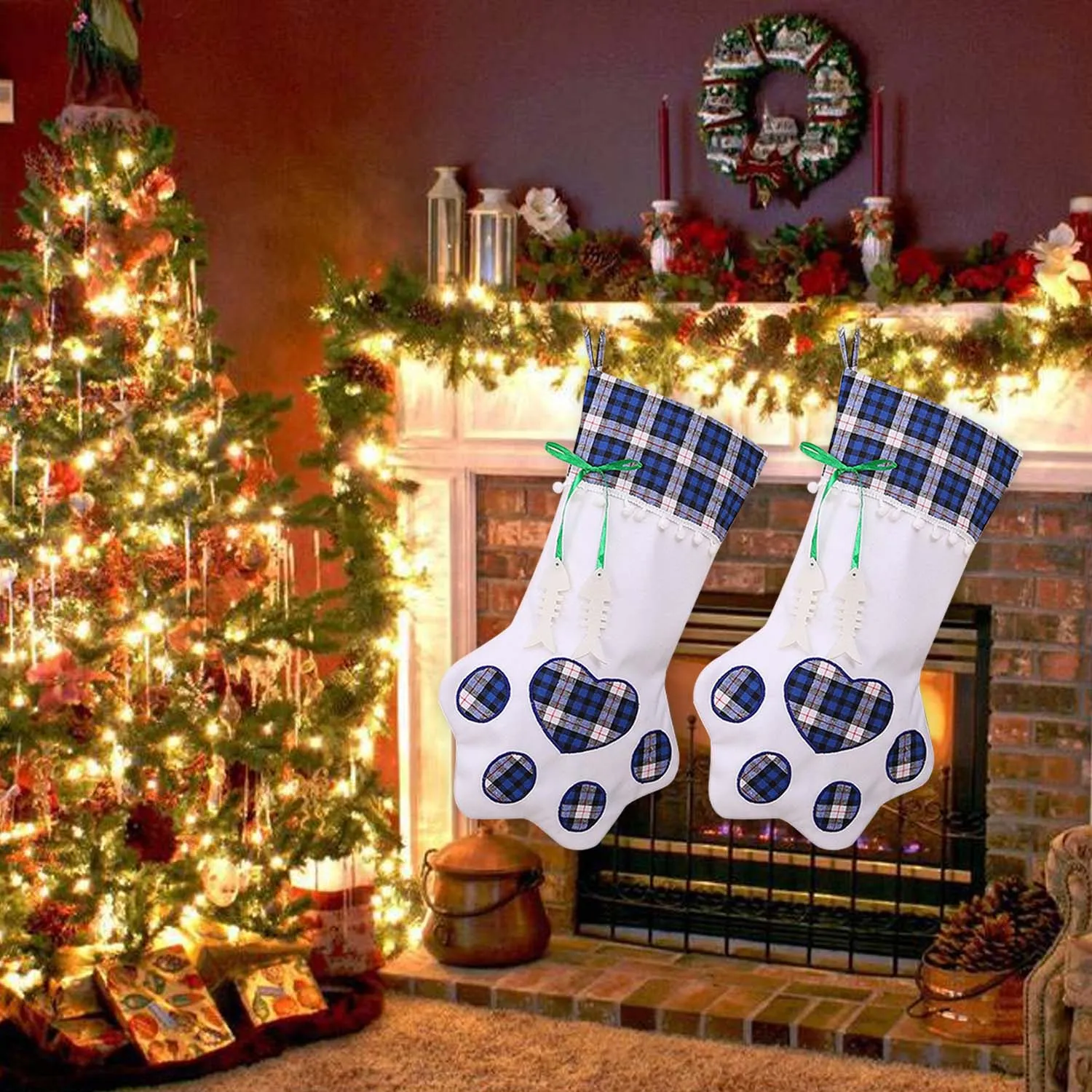 Behogar прекрасный Собака Лапы чулки сумка Подвеска Рождественская елка висячие