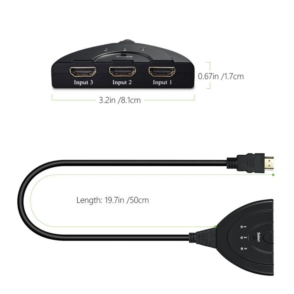 Портативный 3 HDMI порта в и 1 HDMI выход Full HD 1080P переключатель 3D дисплей изображения для мультимедийных устройств портативный 3 HDMI