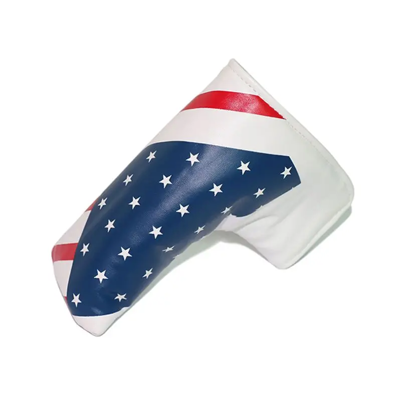 

Portable Golf Club Headcovers USA Flag Pattern PU Waterproof Fairway Hybrid Putter Cover Set Vintage Simple Design Sport