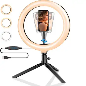 

Makeup Tool Kits LED Desk Light Dimmable Live Streaming Selfie Tattoo Camera Ring Light with Mobile Rack Make Up Kit Makeup