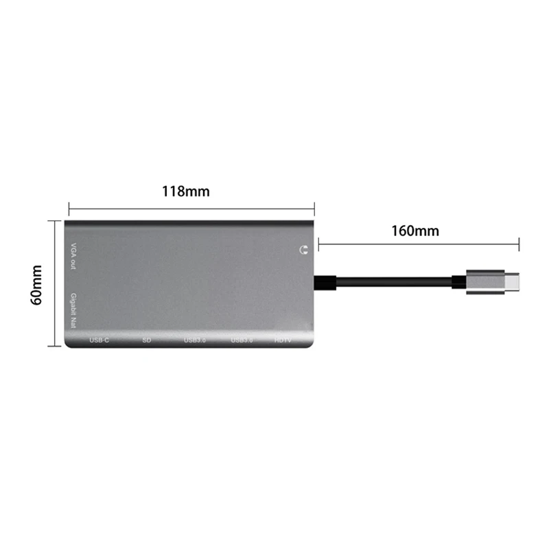  ABKT-Usbc To Rj45 Lan 4K Hdmi Vga 2Usb 3.0 Sd Card Slot Reader 8 in 1 Type C Dock Adapter Hub for M