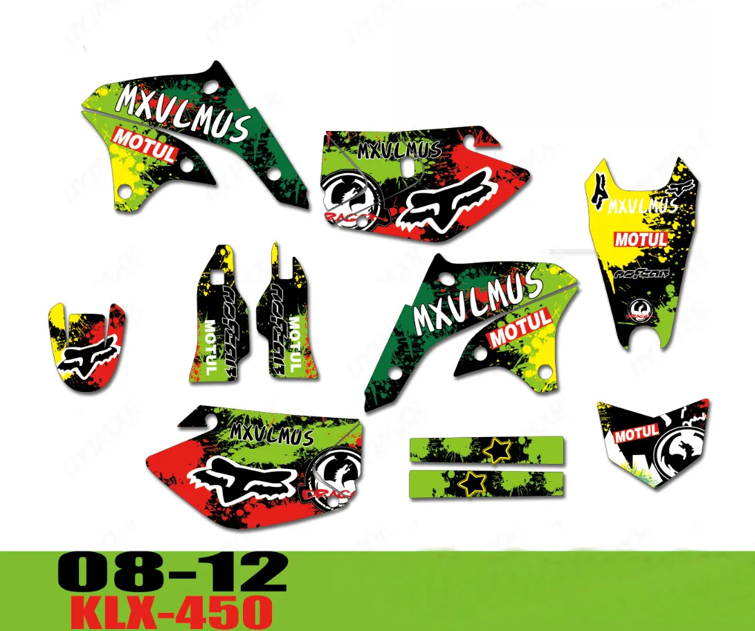 Полный набор наклеек для Кавасаки KLX450 450KLX 2008 2009 2010 2011 2012 KLX-450 08-12