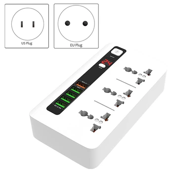 

Multifunctional Timing 3 Sockets 4 USB Fireproof Square Power Strip
