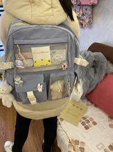 SEETIC-mochila de nailon con múltiples bolsillos para mujer, morral kawaii para chica de la escuela, bolsa de viaje impermeable de alta capacidad