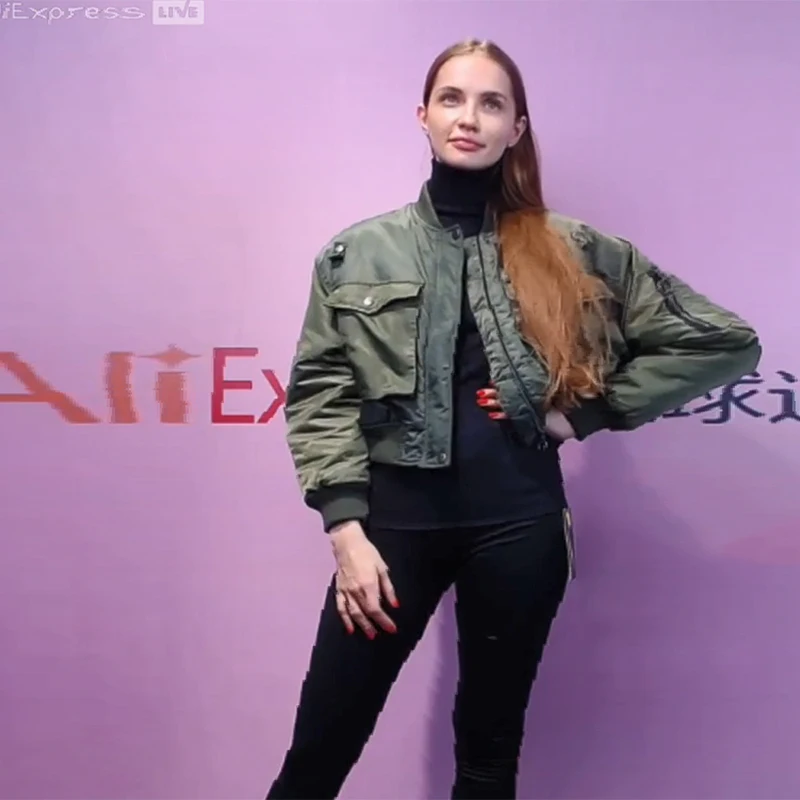 Модная винтажная Женская шикарная зеленая куртка бомбер оверсайз стильная