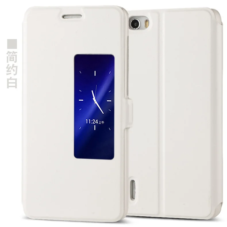 white Роскошный кожаный чехол для huawei Honor 6, чехол с откидной крышкой с окошком для huawei Honor 6 5,", Чехол Для Телефона - Цвет: white