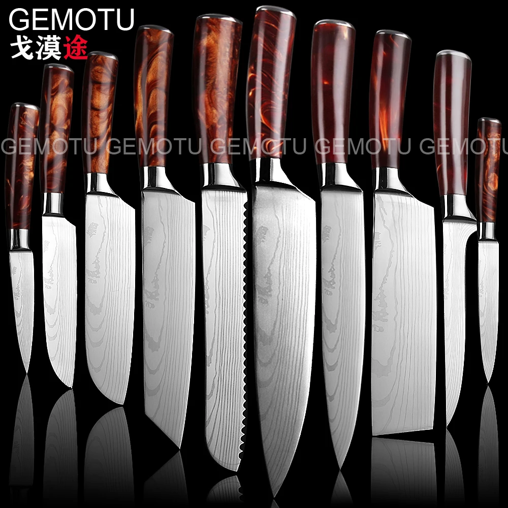 

GEMOTU High quality Utility Chef Knives 7CR17 Stainless Steel Santoku kitchen Knives Sharp Cleaver Slicing Gift Knife New