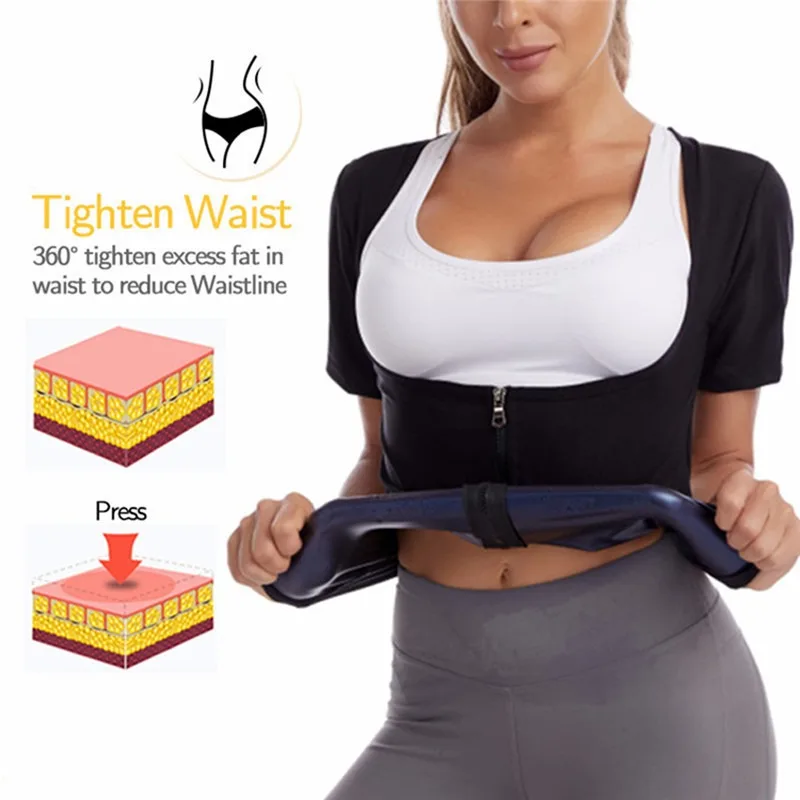 leonisa shapewear Women Sauna Shaper Tops Long Sleeve Thermo Sweat Shapewear Slimming Zipper Waist Trainer Corset Gym Fitness Hot Workout Shirt backless shapewear