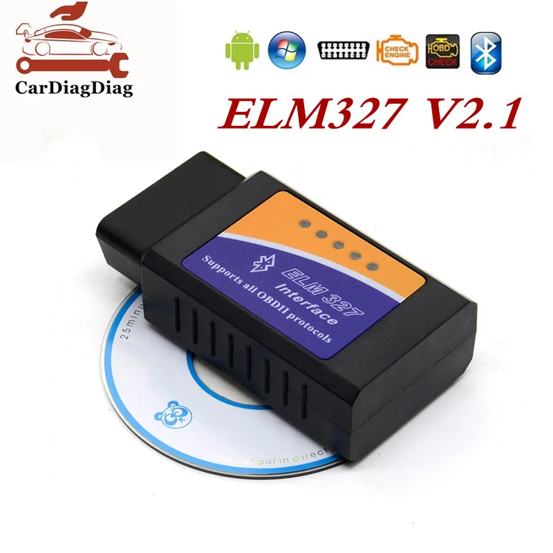 ELM327 V2.1 Bluetooth ELM 327 низкая цена чем V1.5 для интерфейса Android OBDII считыватель кодов OBD2