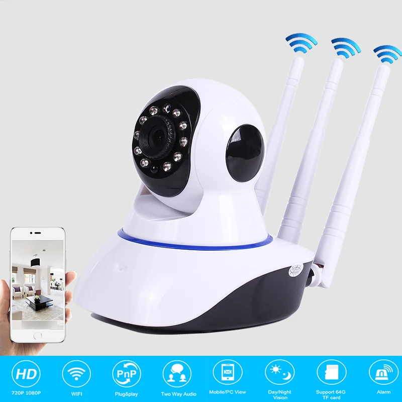 

720P 1080P IP Camera HD Night Vision Indoor Outdoor Infrared Security Monitoring Alarm Wireless WiFi 360 Wide-angle Camera