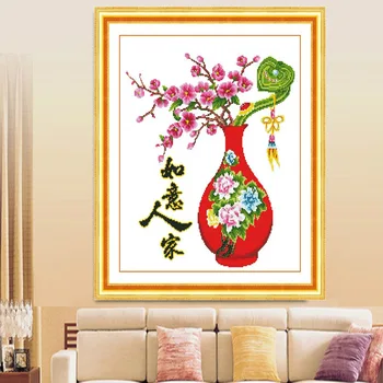 

Vase Counted Cross-Stitching Needlework DIY Cotton Thread Cross Stitch Sets for Embroidery Wall Painting Home