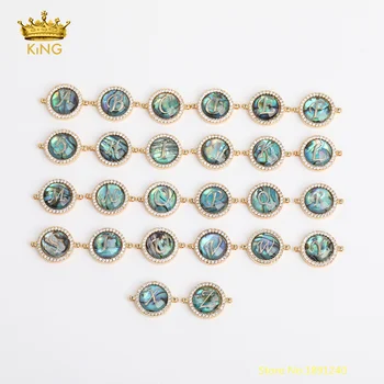 

5pcs/lot Abalone Shell Gold Pendants,Natural Shell 26 Letters Connectors for Bracelet,Zircon Beads Shell Necklace Healing Choker