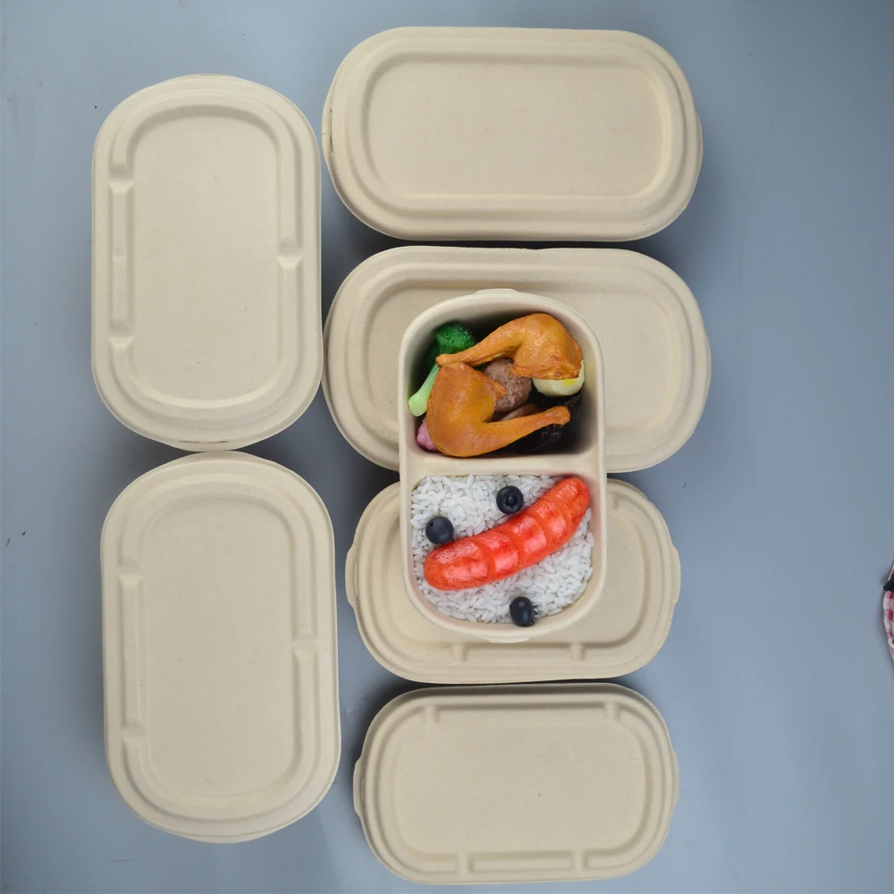 [50 шт] одноразовая Compostable биоразлагаемая коробка для завтрака с крышкой микроволновой печи Подогрев соломы целлюлозы контейнер 500 мл/700 мл
