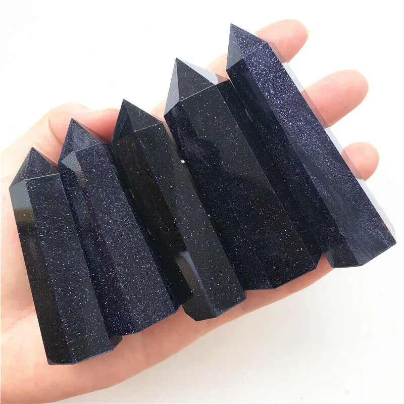 1pc Blue Sandstone Stones Wand Point Healing Crystals Reiky Obelisk Hand Carved Energy Points for Crystal Grids | Дом и сад