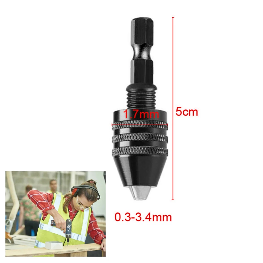 Mini Keyless Drill Chuck 0.3-8mm Self-Tighten Electric Drill Bits Collet Fixture Tools 1/4" Hex Shank Quick Change Converter tapered end mills