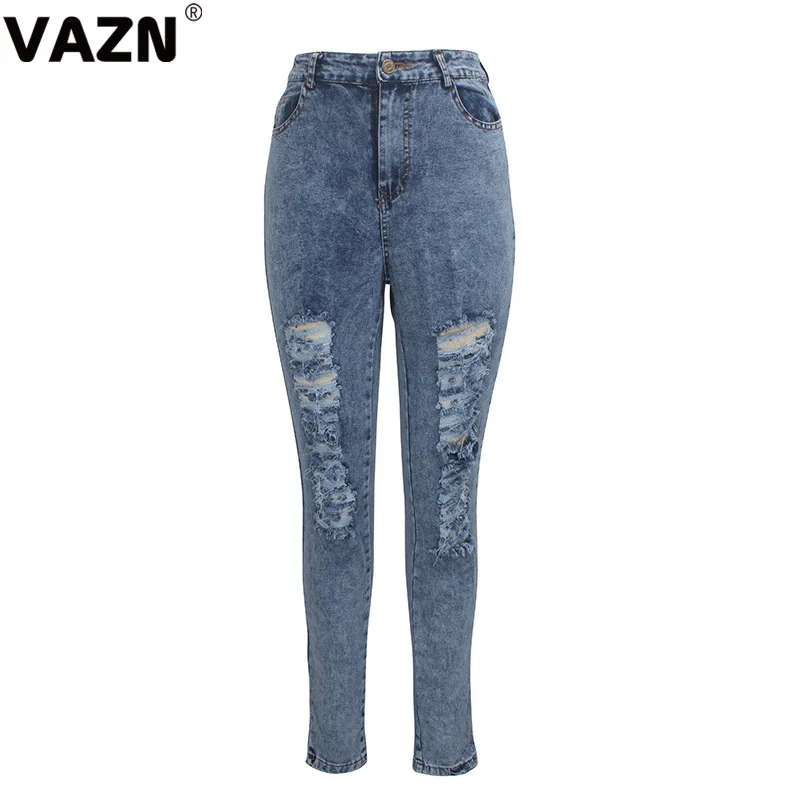 VAZN GHSF12027 новые осенние высококачественные винтажные серые джинсы Young Hole сексуальные умные Модные женские длинные брюки-карандаш, джинсы