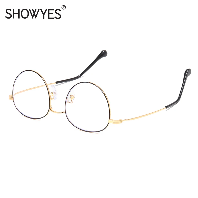 SHOWYES, овальный синий светильник, блокирующие простые очки для женщин, известный дизайнер, анти Blu Ray, компьютерные очки, металлические игровые очки 020