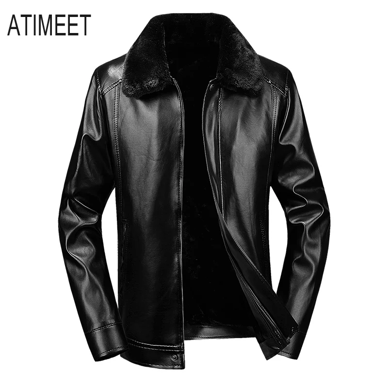 

Mens Leather Jackets Autumn And Winter Motorcycle Male PU Coats Wool Liner Biker Faux Leather Fashion Outerwear