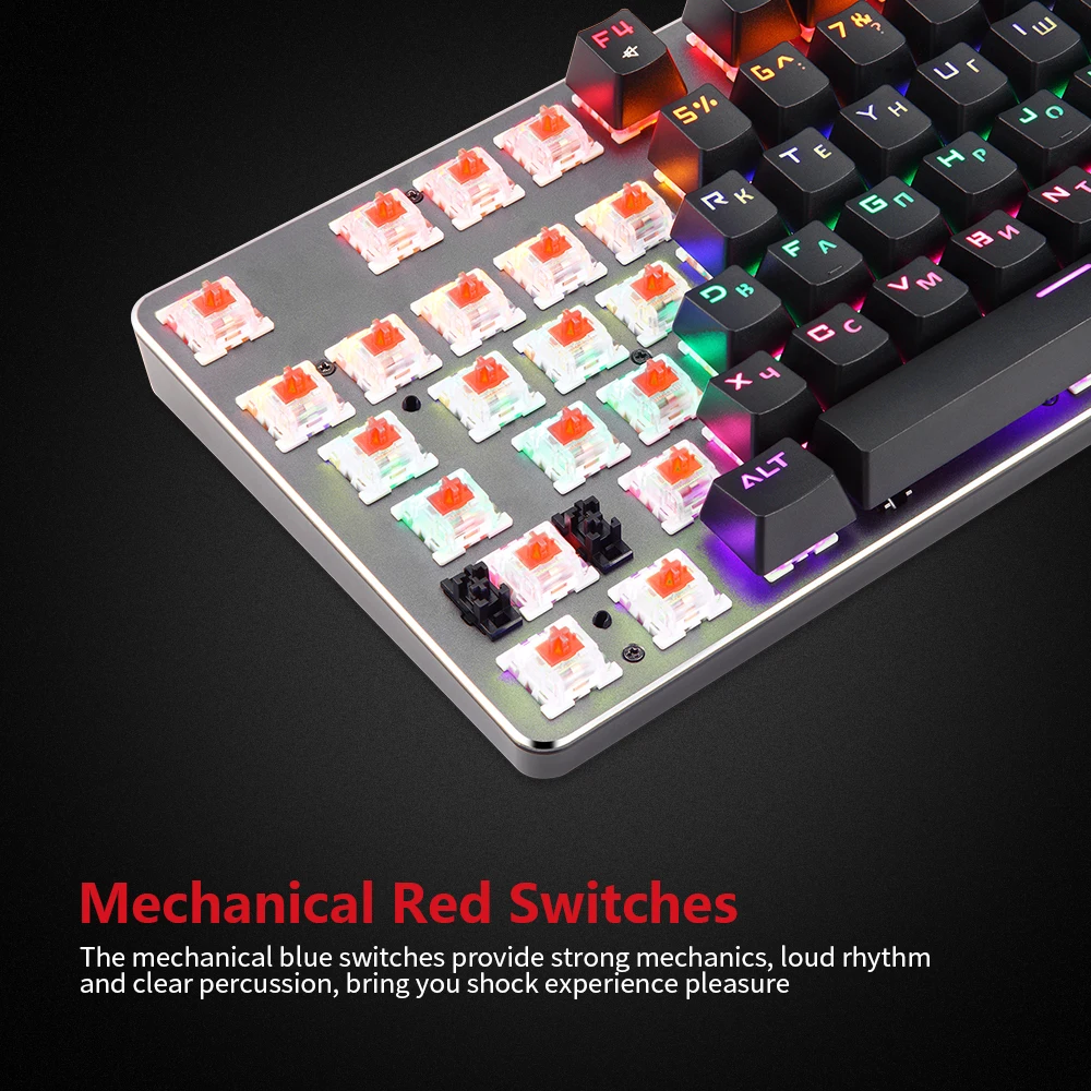 Механическая клавиатура Motospeed K73, смешанный светильник, с RGB, на заказ, светильник, 104 клавиш, Игровая клавиатура, английская и русская клавиатура