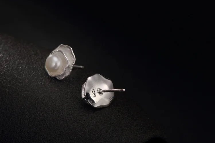 Серьги с настоящим жемчугом, 925 пробы, серебряные серьги-гвоздики, модные, для женщин, подарок, вечерние, с белым жемчугом, хорошее ювелирное изделие