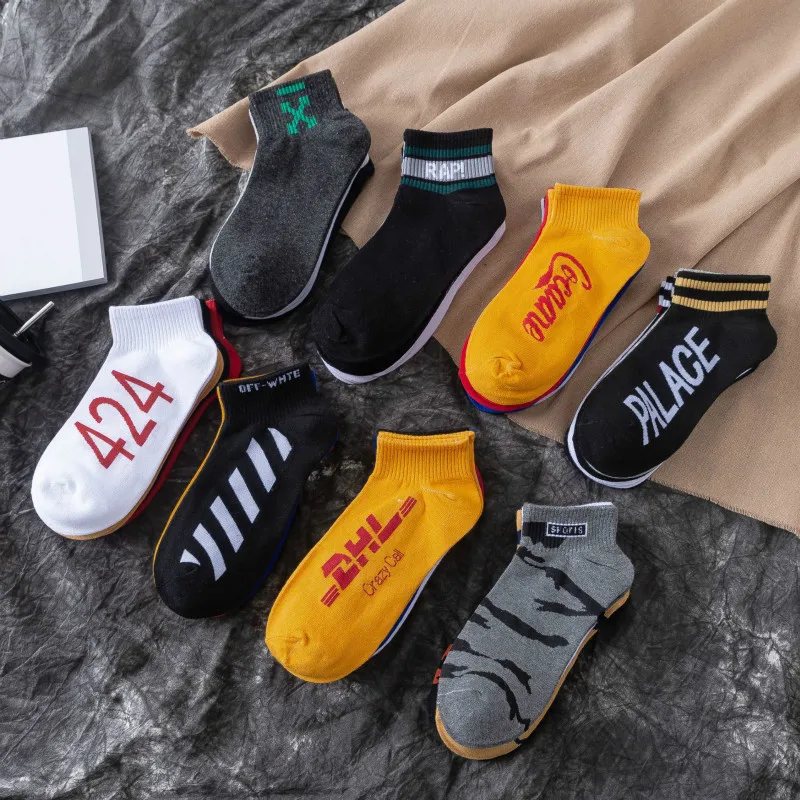 Fast Shipping 2020 New Arrival 5 Pairs Slipper Invisible Letter Women's Short Socks Cotton No Show Socks For Women