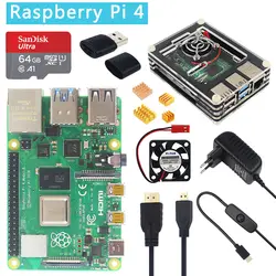 Raspberry Pi 4 модели B 1/2/4GB Оперативная память BCM2711 Cortex-A72 ARM v8 2,4/5G, Wi-Fi, Bluetooh 5,0 вариант SD картой памяти на 32 Гб | Чехол | Мощность | HDMI