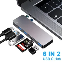 USB C Hub for MacBook Pro/Air 2020 2019 2018,6 in 1 Type C Hub Adapter For MacBook Pro 13″ and 15″ with 3 USB3.0 TF/SD USB-C PD