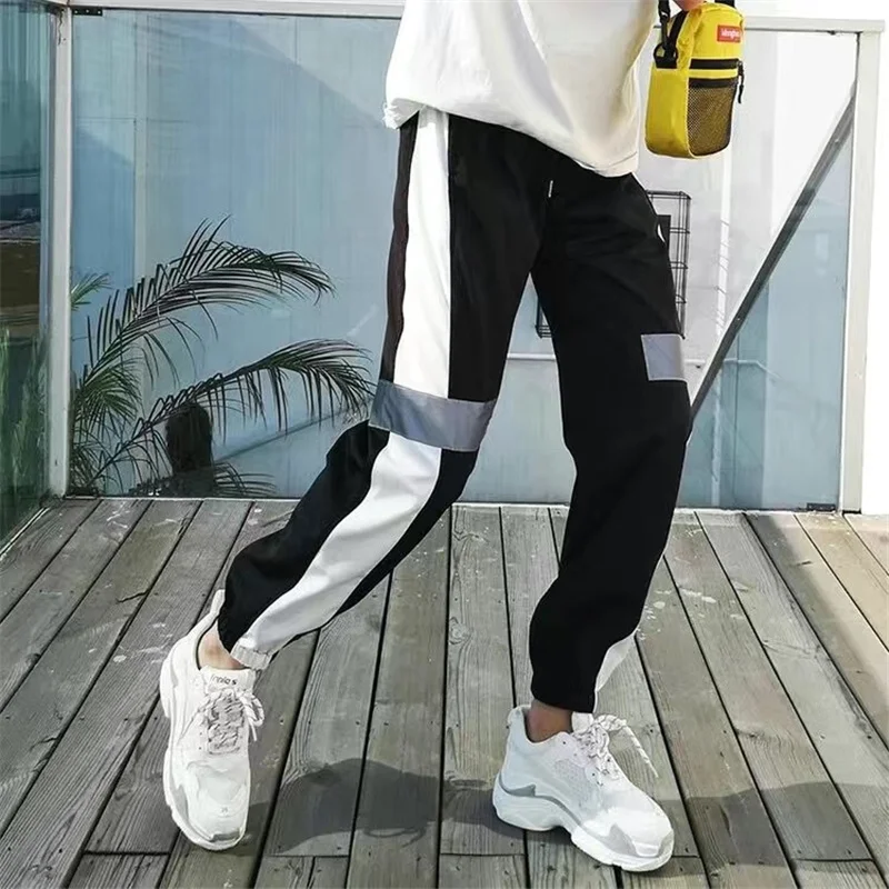 Women's High Waist Baggy Sweatpant Black Joggers Hip Hop Harem Pants for Women Striped Loose Sport Trousers Y2k Clothes