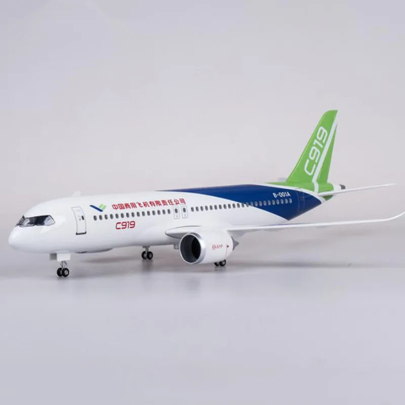 Коллекция 1/82 масштаб Самолет Китай коммерческий самолет C919 авиакомпания 47 см модель с светильник и колесо смолы дисплей самолета