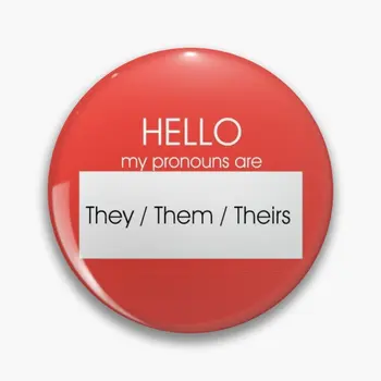 

Hello My Pronouns Are They Them Red Japanese Cartoon Brooch Pins Badge Shape Metal Lapel Pin Jewelry cosplay Gifts
