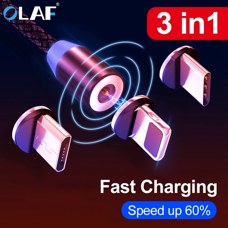 Магнитный кабель Olaf для iphone X Xr Xs Micro usb Type C быстрая зарядка 1 м 2 м|Кабели мобильных