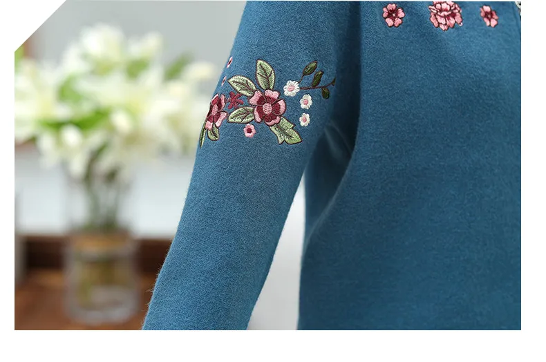 XJXKS autumn winter new women jacket fashion embroidery comfortable cashmere knitted cardigan women sweater coat