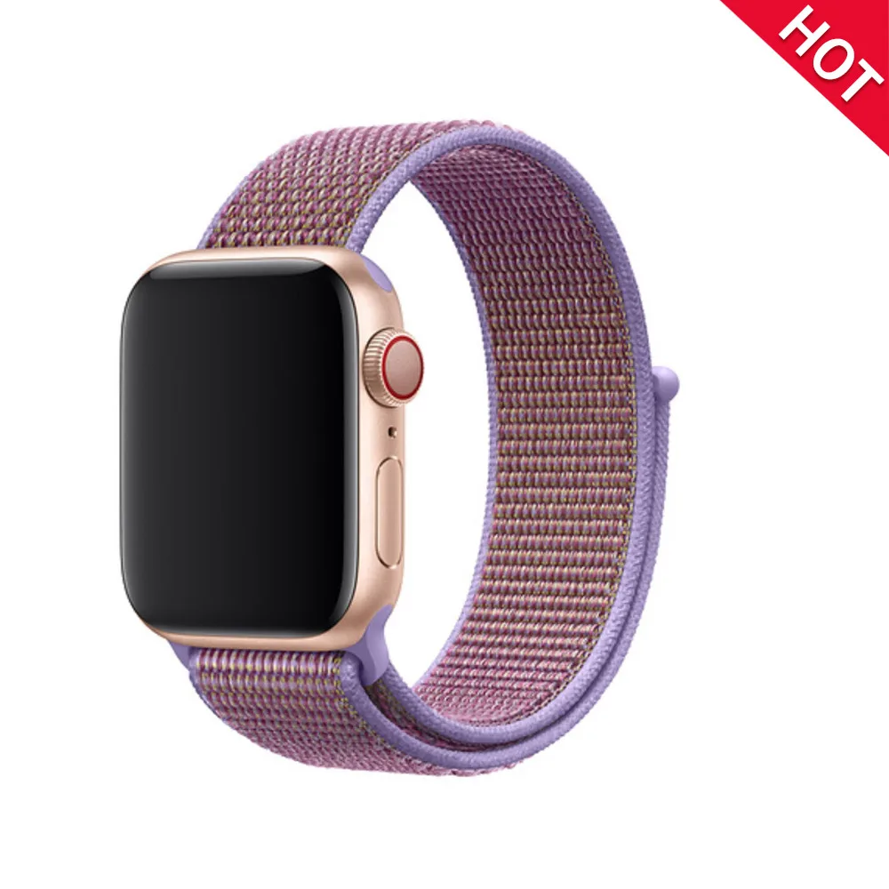 Спортивный ремешок для apple Watch 42 мм с iwatch 38 мм 44 мм 40 мм correas apple Watch 5 4 3 браслет нейлон 2/1 - Цвет ремешка: lilac