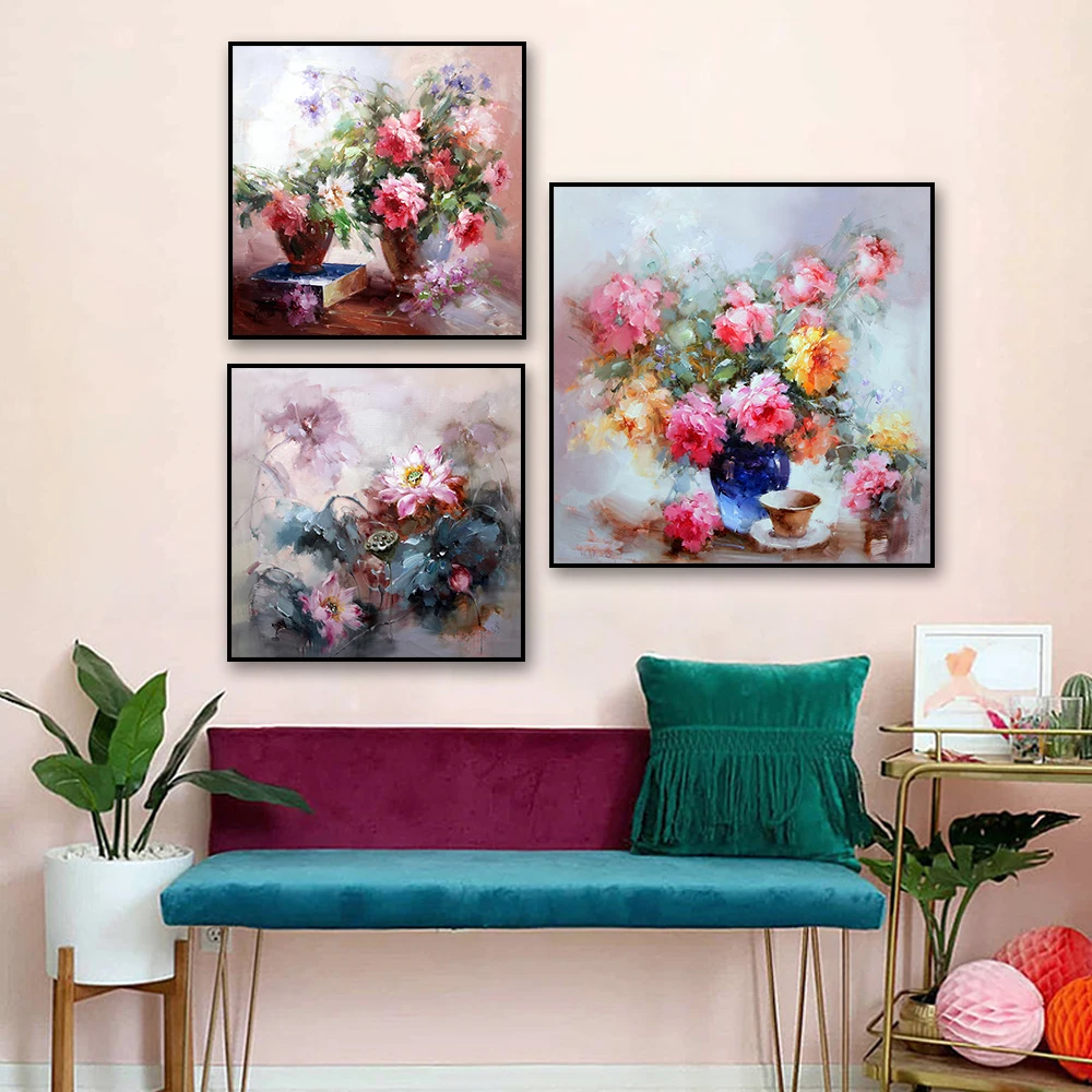 

Ручная роспись, красочный цветок, картина маслом на холсте, современный цвет, настенное искусство, холст ручной работы, картина маслом для домашнего декора стен