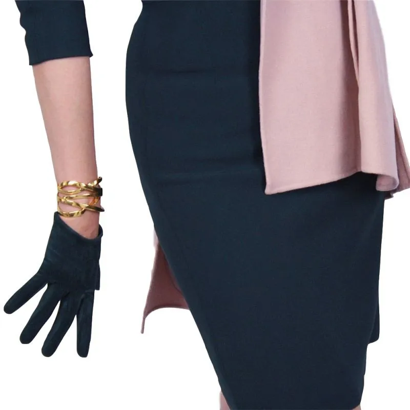 Suede Extra Long Gloves 60cm Emulation Leather Gloves Over Elbow Matte Scrub Forest Green Dark Green Female Suede Gloves WJP22
