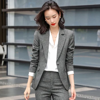 

New autumn winter 2020 new women's wear metal double button professional warm suit