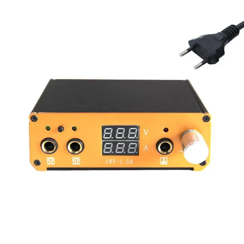 EU plug Yellow Профессиональные Мини роторные татуировки Двойной источник питания ЕС США адаптер мгновенный режим татуировки Электропитание инструменты - Цвет: EU plug Yellow