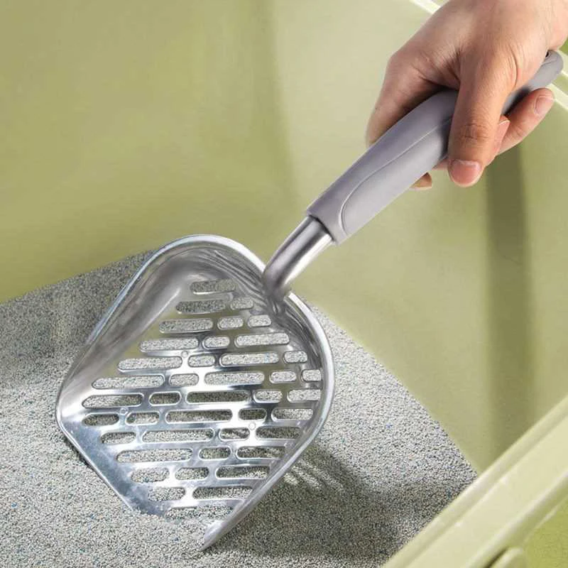 Cat Litter Scoop Big Metal Litter Scoop for Kitty Sifter with Deep Shovel and Ergonomic Handle Made of Heavy Duty Solid Aluminum