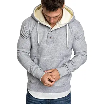 

2020 M\3XL Winter Men Solid Color Long Sleeve Buttons Drawstring Warm Fleece Hoodie Coat FREE SHIPPING